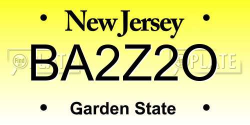 BA2Z2O New Jersey License Plate