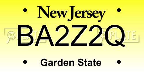 BA2Z2Q New Jersey License Plate