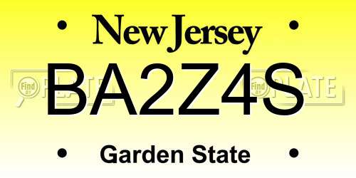 BA2Z4S New Jersey License Plate