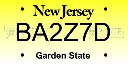 BA2Z7D New Jersey License Plate