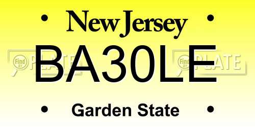 BA30LE New Jersey License Plate