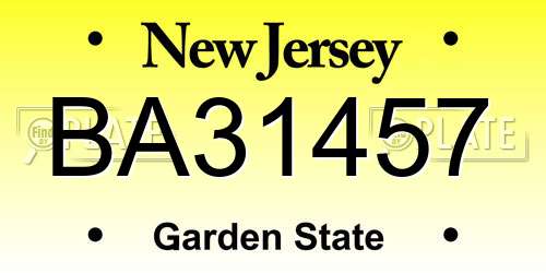 BA31457 New Jersey License Plate
