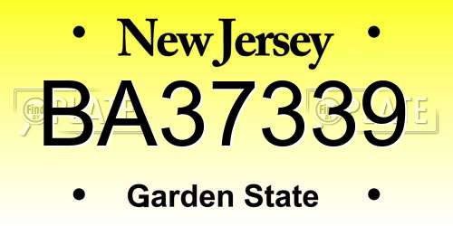 BA37339 New Jersey License Plate