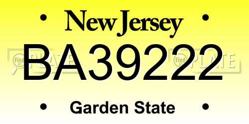 BA39222 New Jersey License Plate