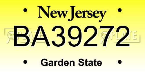 BA39272 New Jersey License Plate