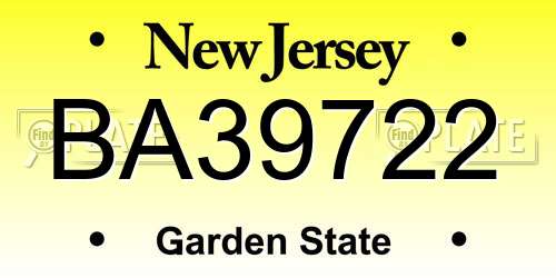 BA39722 New Jersey License Plate