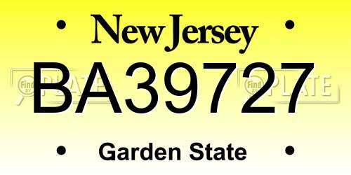BA39727 New Jersey License Plate