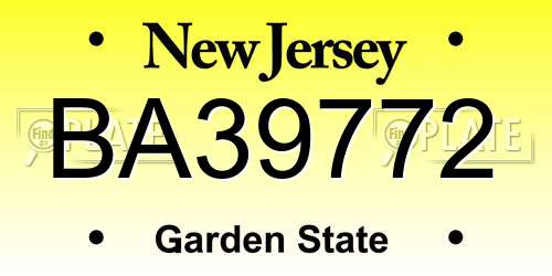 BA39772 New Jersey License Plate