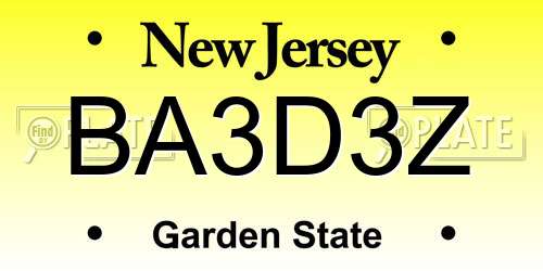 BA3D3Z New Jersey License Plate