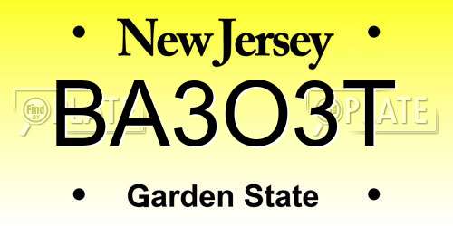 BA3O3T New Jersey License Plate