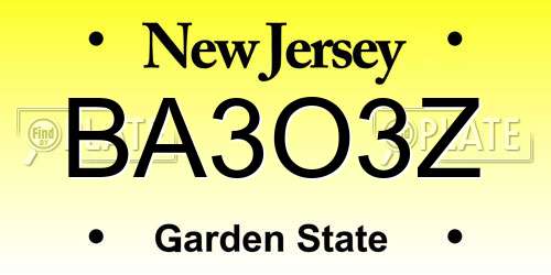 BA3O3Z New Jersey License Plate