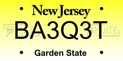 BA3Q3T New Jersey License Plate