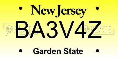 BA3V4Z New Jersey License Plate