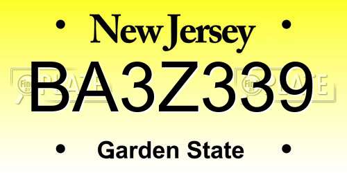 BA3Z339 New Jersey License Plate