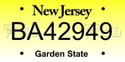 BA42949 New Jersey License Plate