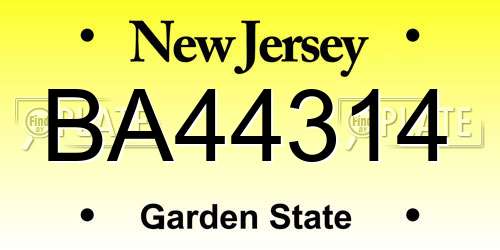 BA44314 New Jersey License Plate
