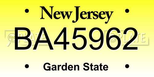 BA45962 New Jersey License Plate
