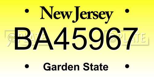 BA45967 New Jersey License Plate