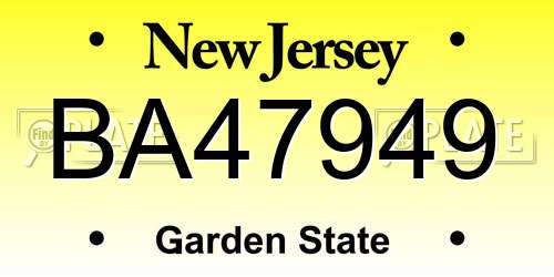 BA47949 New Jersey License Plate