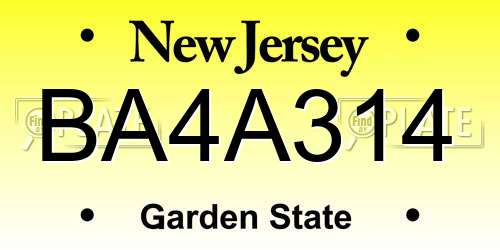 BA4A314 New Jersey License Plate