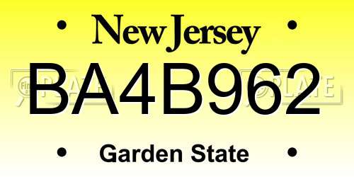 BA4B962 New Jersey License Plate