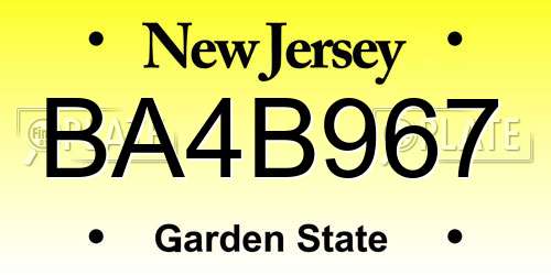 BA4B967 New Jersey License Plate
