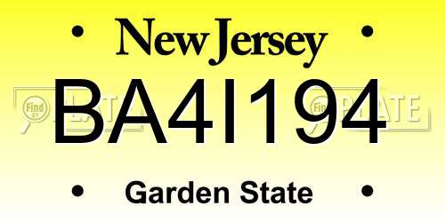 BA4I194 New Jersey License Plate