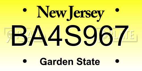 BA4S967 New Jersey License Plate
