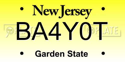 BA4Y0T New Jersey License Plate