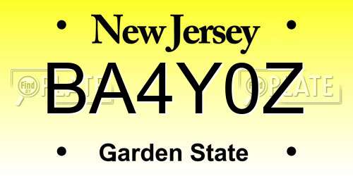 BA4Y0Z New Jersey License Plate