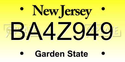 BA4Z949 New Jersey License Plate