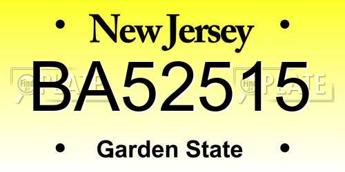 BA52515 New Jersey License Plate