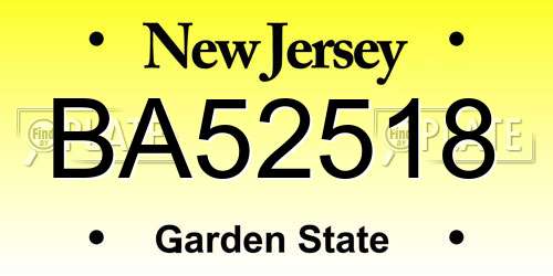 BA52518 New Jersey License Plate