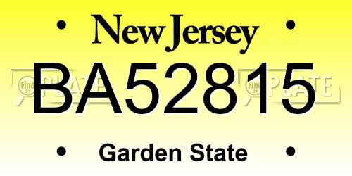 BA52815 New Jersey License Plate