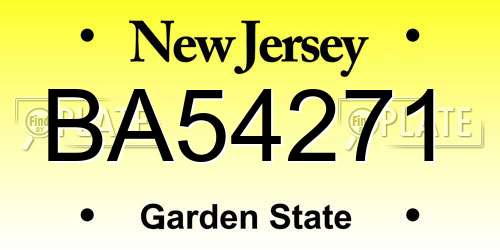 BA54271 New Jersey License Plate