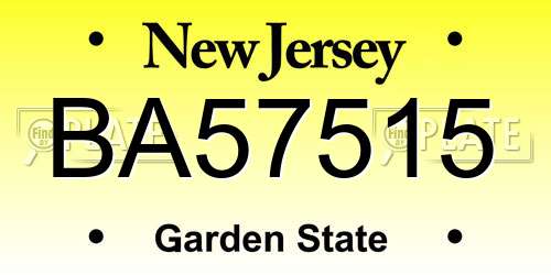 BA57515 New Jersey License Plate