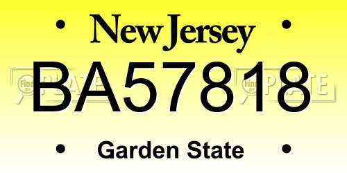 BA57818 New Jersey License Plate