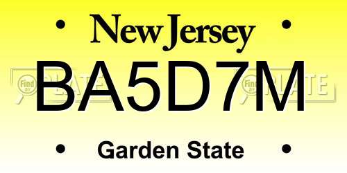 BA5D7M New Jersey License Plate