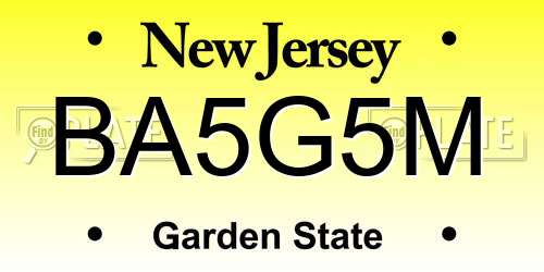 BA5G5M New Jersey License Plate