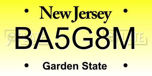 BA5G8M New Jersey License Plate
