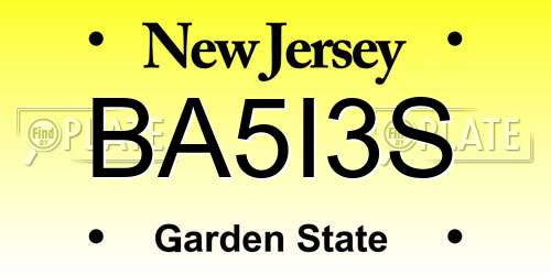 BA5I3S New Jersey License Plate