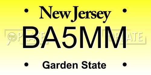 BA5MM New Jersey License Plate