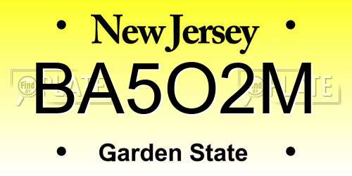 BA5O2M New Jersey License Plate