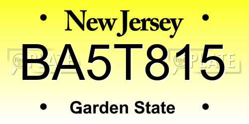 BA5T815 New Jersey License Plate