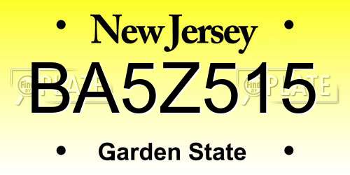 BA5Z515 New Jersey License Plate