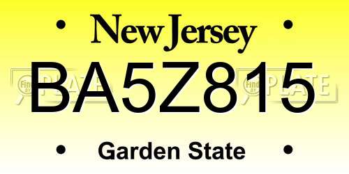 BA5Z815 New Jersey License Plate
