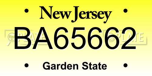 BA65662 New Jersey License Plate
