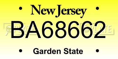 BA68662 New Jersey License Plate