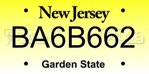 BA6B662 New Jersey License Plate