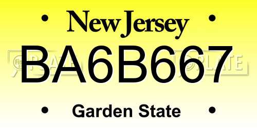 BA6B667 New Jersey License Plate